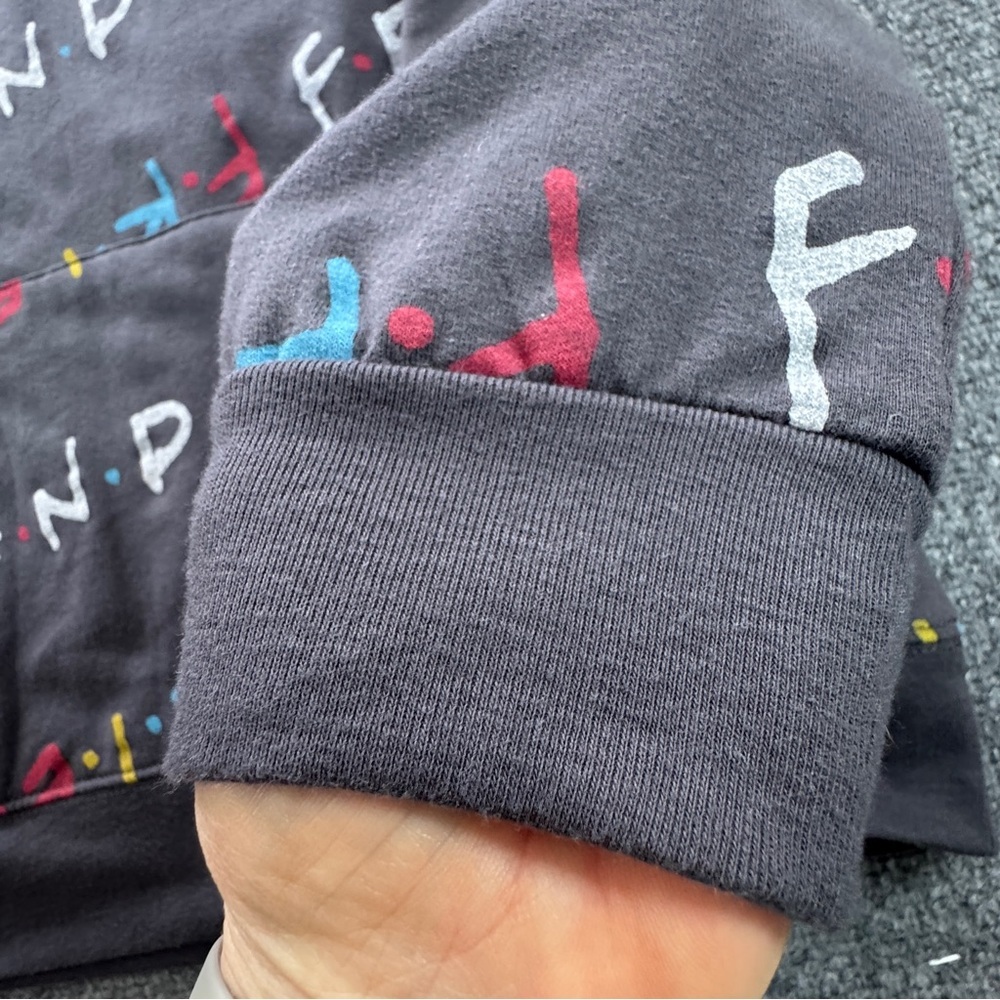 Friends All Over Logo Print Hoodie Pullover Gray Cotton Blend L - Picture 12 of 15